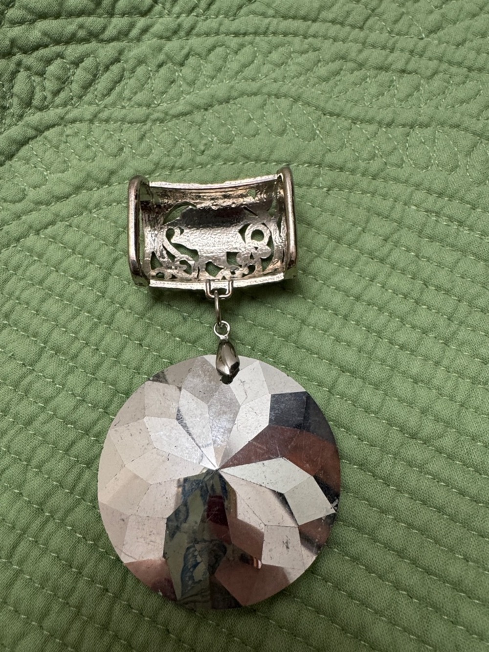 Scarf or necklace pendant/slide - Silver Clear Crystal Accent - Picture 3 of 4